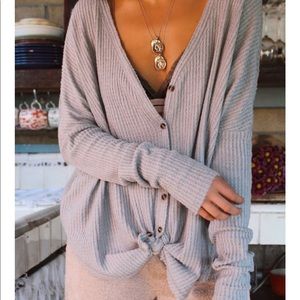 Grey waffle knit sweater